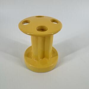 MCM YELLOW Toothbrush Holder 1960s 4 Slot Ceramic METALTEX Japan EUC Mustard